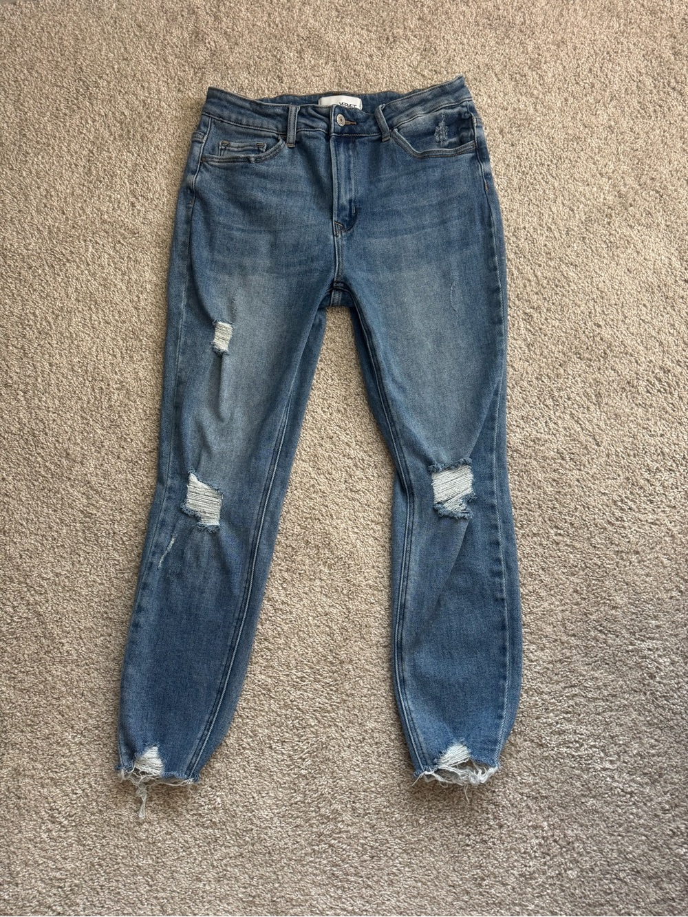 VERVET BY FLYING MONKEY Distressed Blue Skinny Jeans